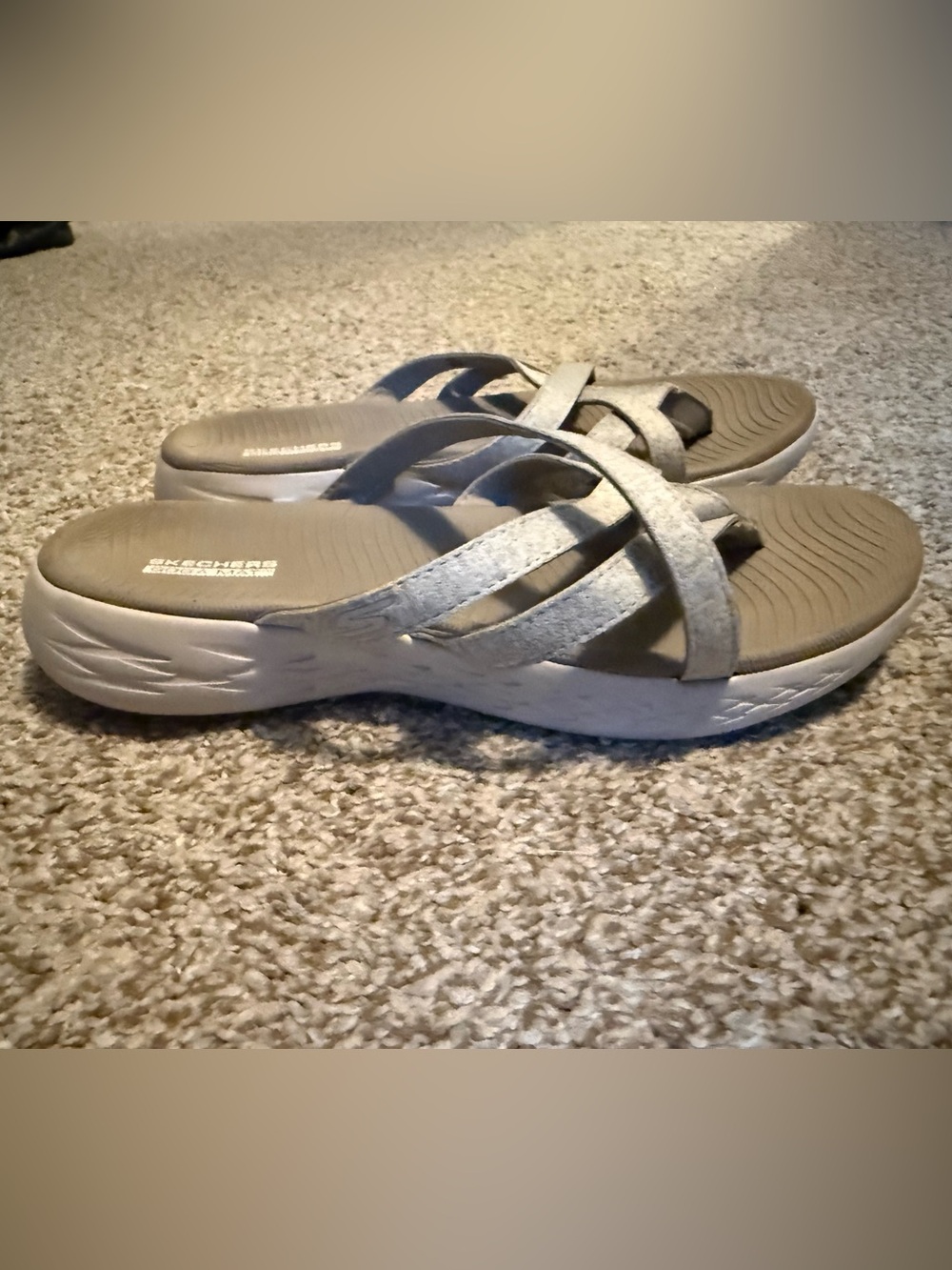 Skechers Women's Light Gray Strappy Slip-On Sandal